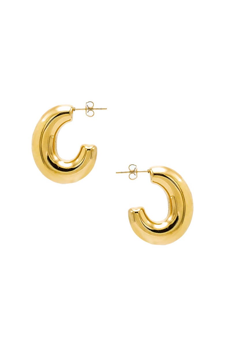 BY ADINA EDEN Mini Solid Open Oval Hoop Earring, Main, color, 