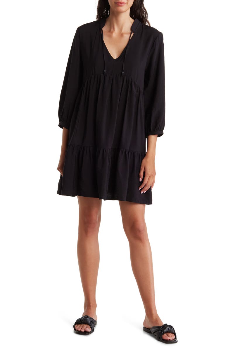 Ellen Tracy Split Neck Tiered Dress, Main, color, 