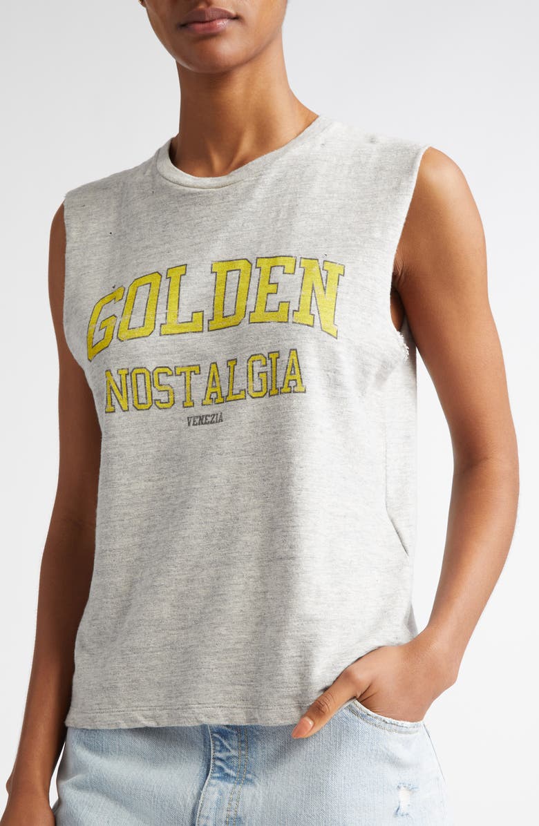 Golden Goose Slim Fit Distressed Graphic Tank, Alternate, color, 