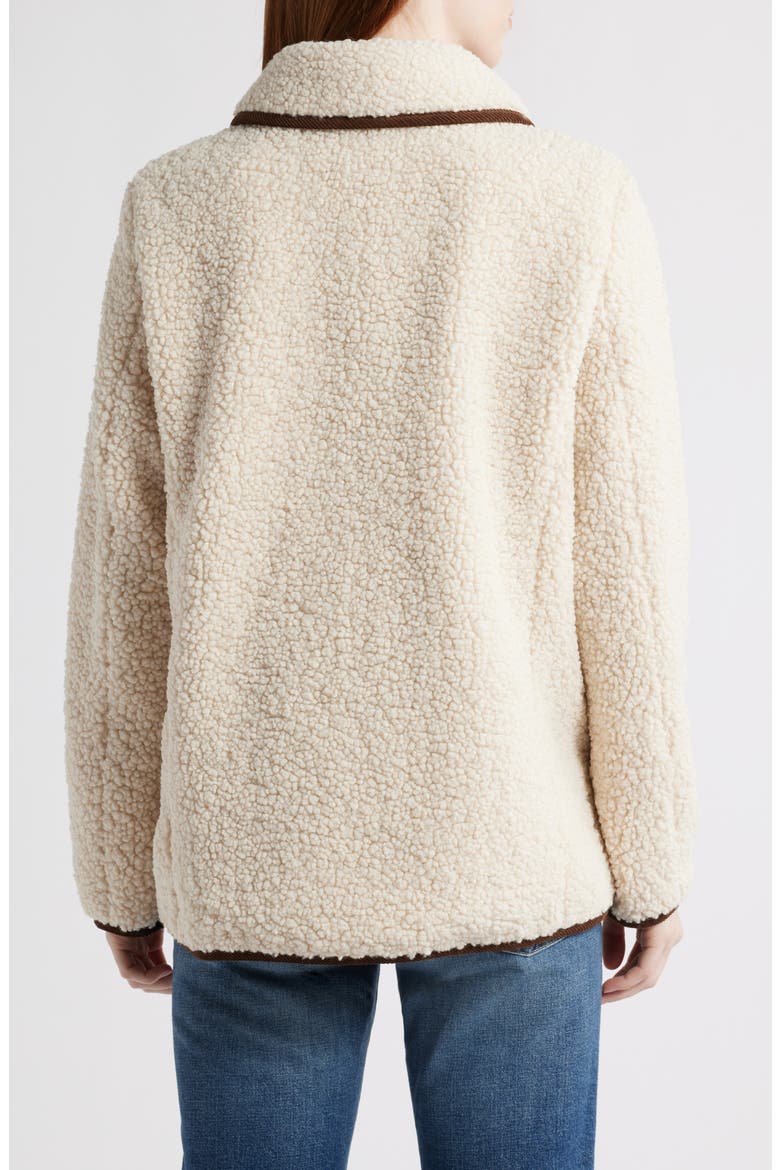 Contrast Trim Faux Shearling Jacket, Alternate, color, CREAM