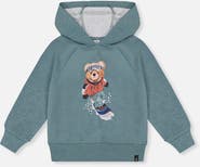 Deux par Deux Graphic Drawstring Hood Ribbed Cuff Hoodie