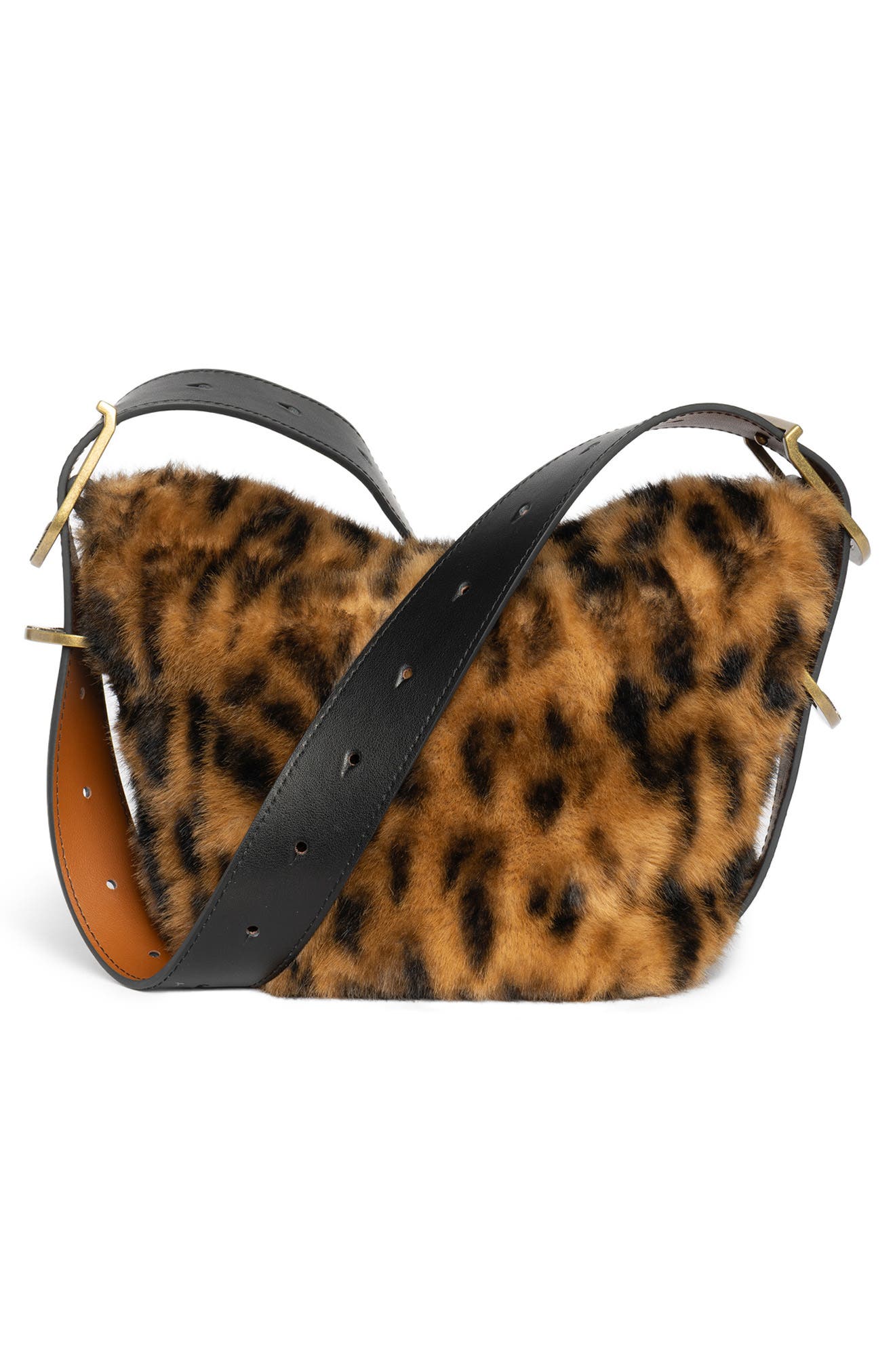 Zadig 
Voltaire Baby Jane Leo Faux Fur Shoulder Bag, Alternate, color, Cognac