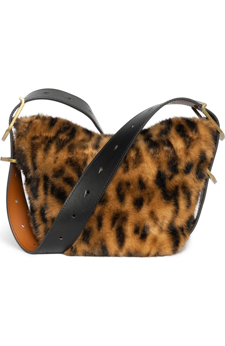 Zadig & Voltaire Baby Jane Leo Faux Fur Shoulder Bag, Alternate, color, Cognac