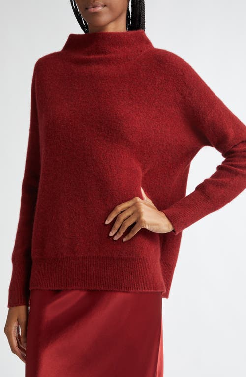 Vince Boiled Cashmere Funnel Neck Pullover In Ruby Ink