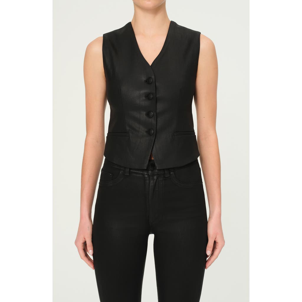 Dl1961 Wax Coated Vest In Black