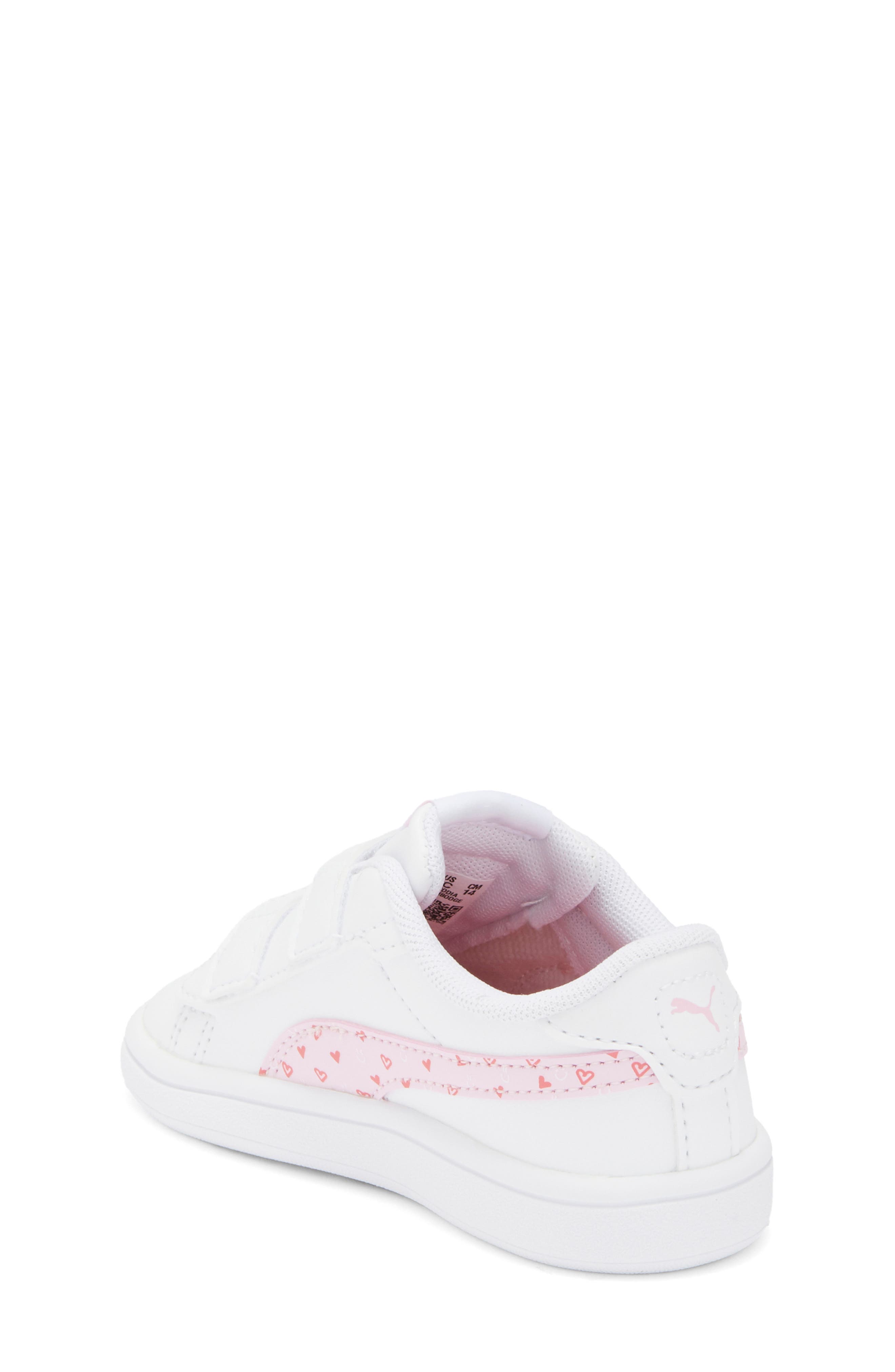 PUMA Kids' Smash 3.0 Hearty V Sneaker, Alternate, color, Puma White/ Pearl Pink