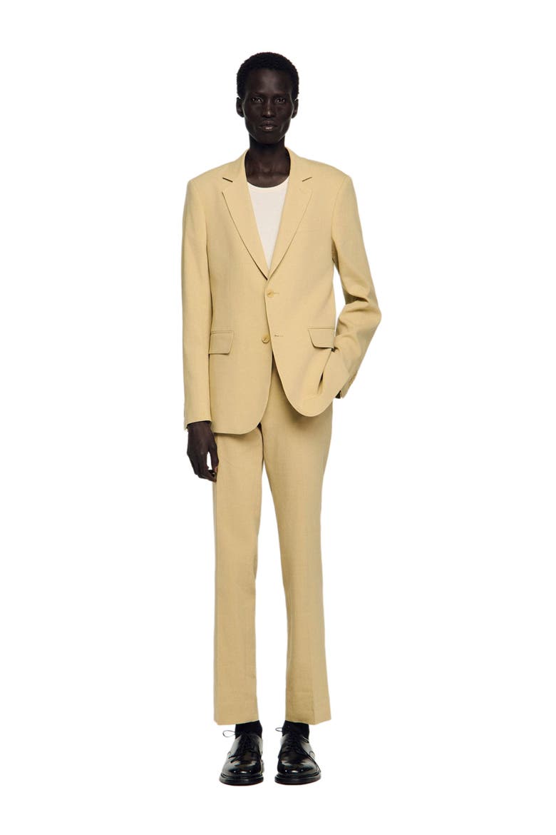 Classic linen suit jacket, Alternate, color, Sand