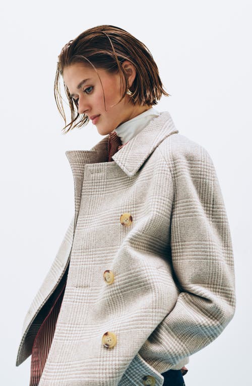 Ralph Lauren Lauren  Double Breasted Wool Blend Crop Coat In Gray