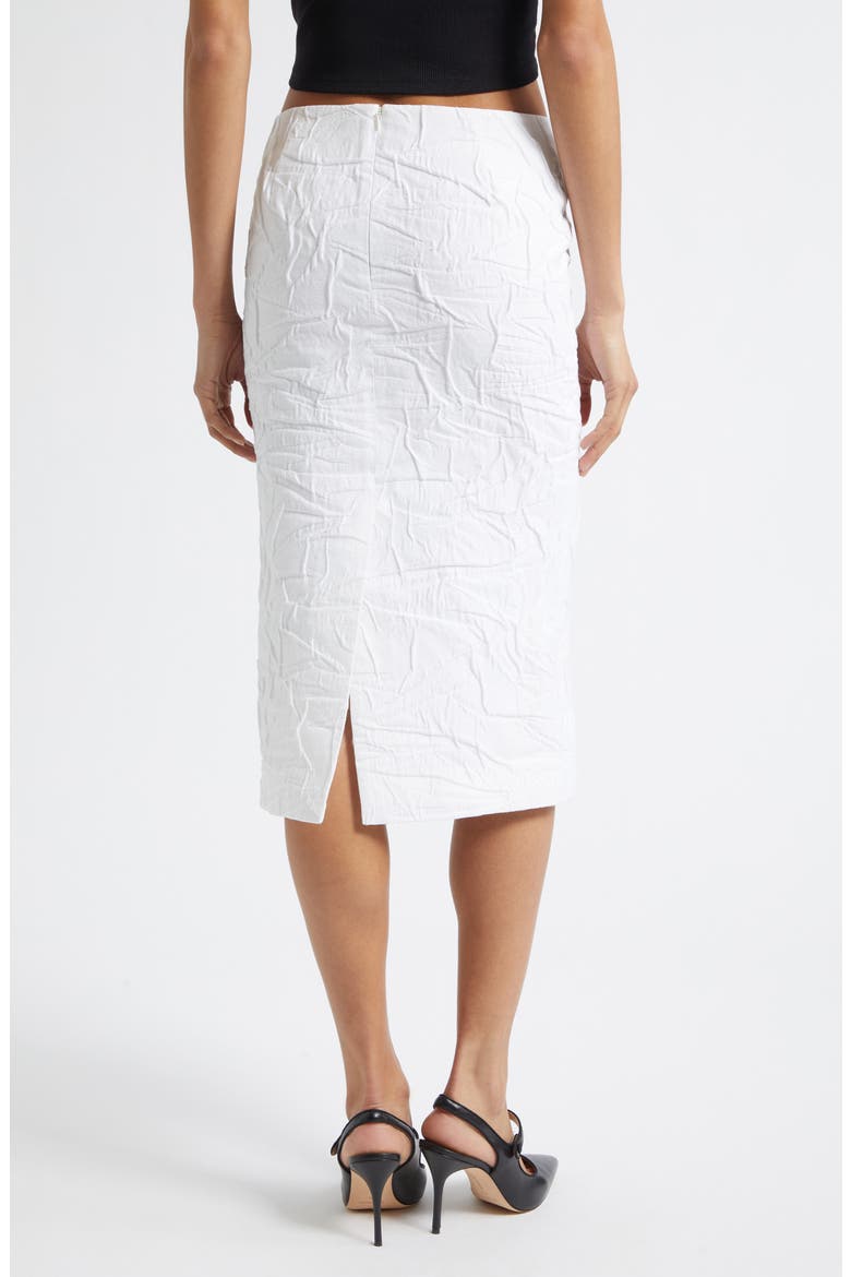 Crinkled Cotton Blend Midi Skirt, Alternate, color, WHITE