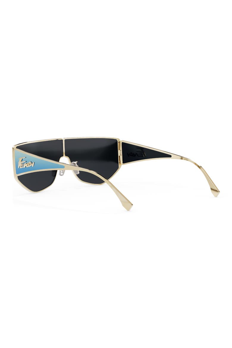 'Fendi Disco 68mm Geometric Sunglasses, Alternate, color, GOLD / BLUE MIRROR