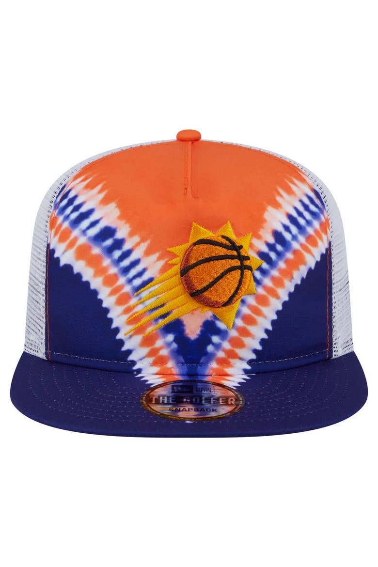 Men's New Era Purple/Orange Phoenix Suns Throwback Dye Golfer Snapback Hat, Alternate, color, Purple