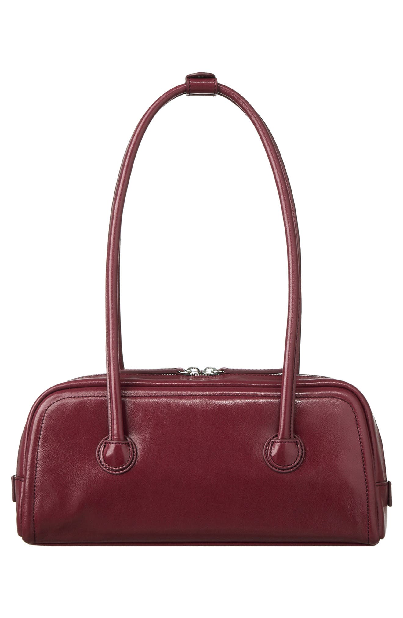 Soft Boston EW Leather Shoulder Bag, Alternate, color, WINE GLOSSY PLAIN