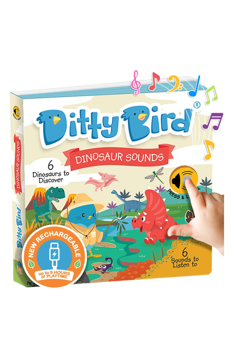 Ditty Bird Kids' Interactive Dinosaur Sound Book, Main, color, Beige/ Green