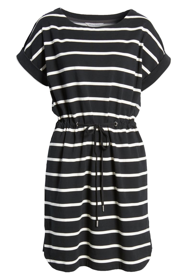 Sombra Stripe Tie Waist Dress, Alternate, color, BLACK
