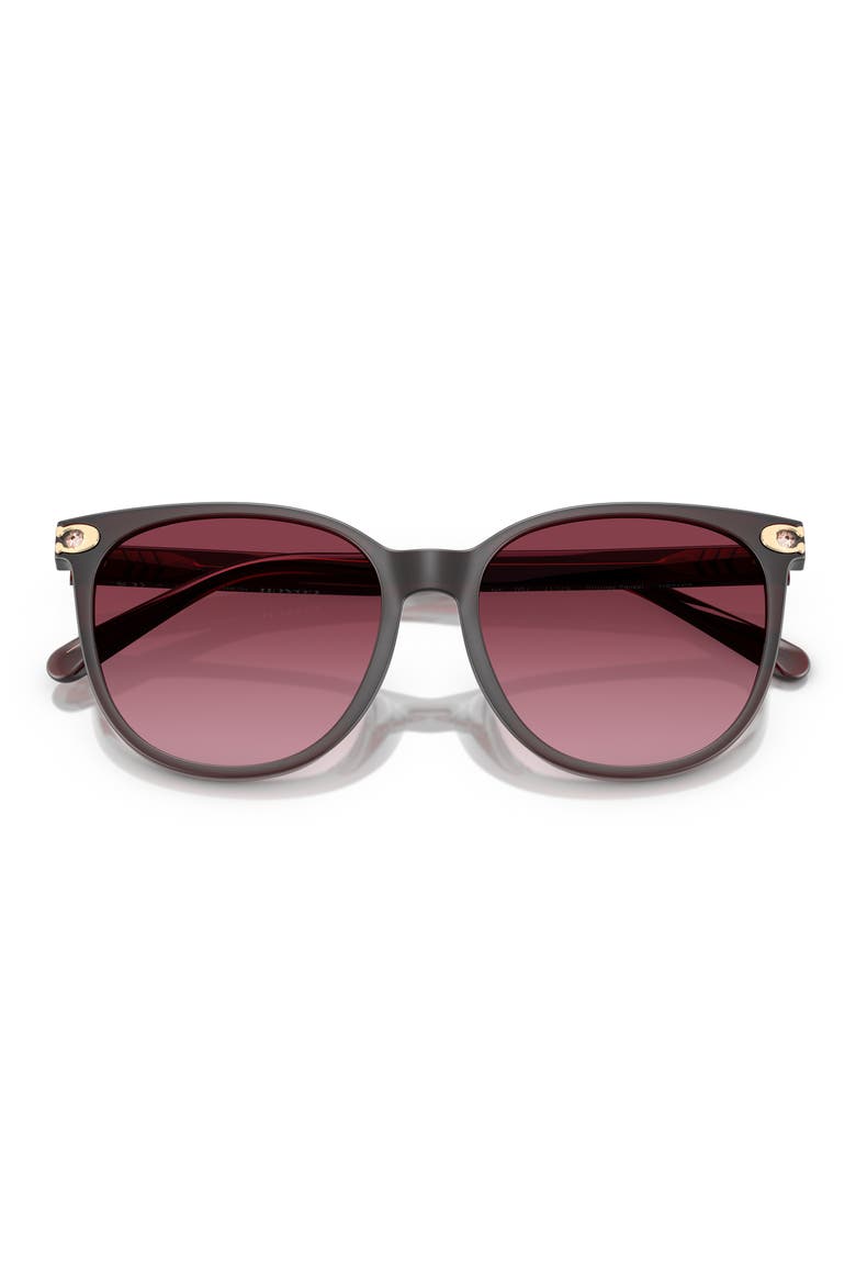 57mm Gradient Round Sunglasses, Alternate, color, MILKY MERLOT / MERLOT GRADIENT