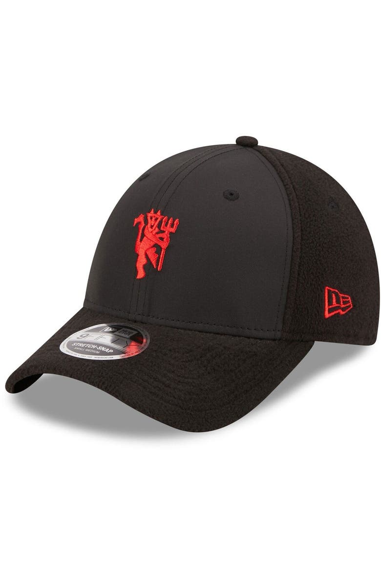 New Era Men's New Era Black Manchester United Fleece 9FIFTY Snapback Hat, Alternate, color, 