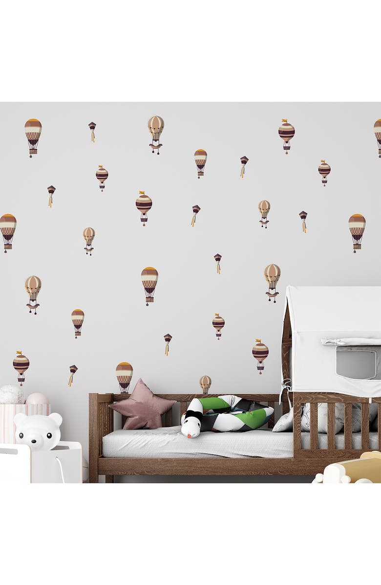 WALPLUS 2D Animation Hot Air Balloons Wall Decor - Dusty Pink, Alternate, color, 