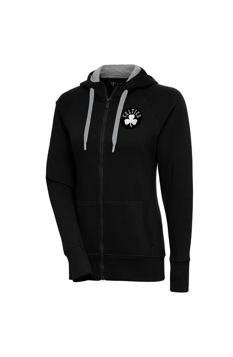 ANTIGUA Women's Antigua Black Boston Celtics Brushed Metallic Victory Full-Zip Hoodie, Main, color, Black