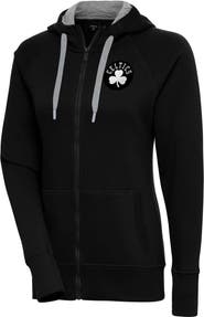 ANTIGUA Women's Antigua  Black Boston Celtics Brushed Metallic Victory Full-Zip Hoodie