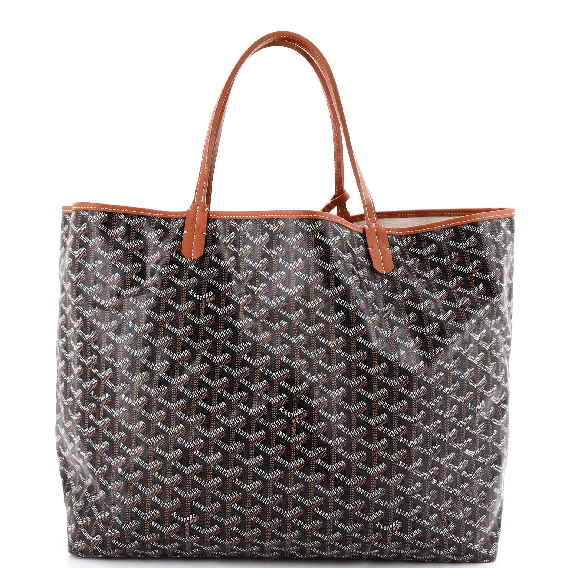 Pre-Owned Goyard Saint Louis Tote Coated Canvas GM, Main, color, Brown