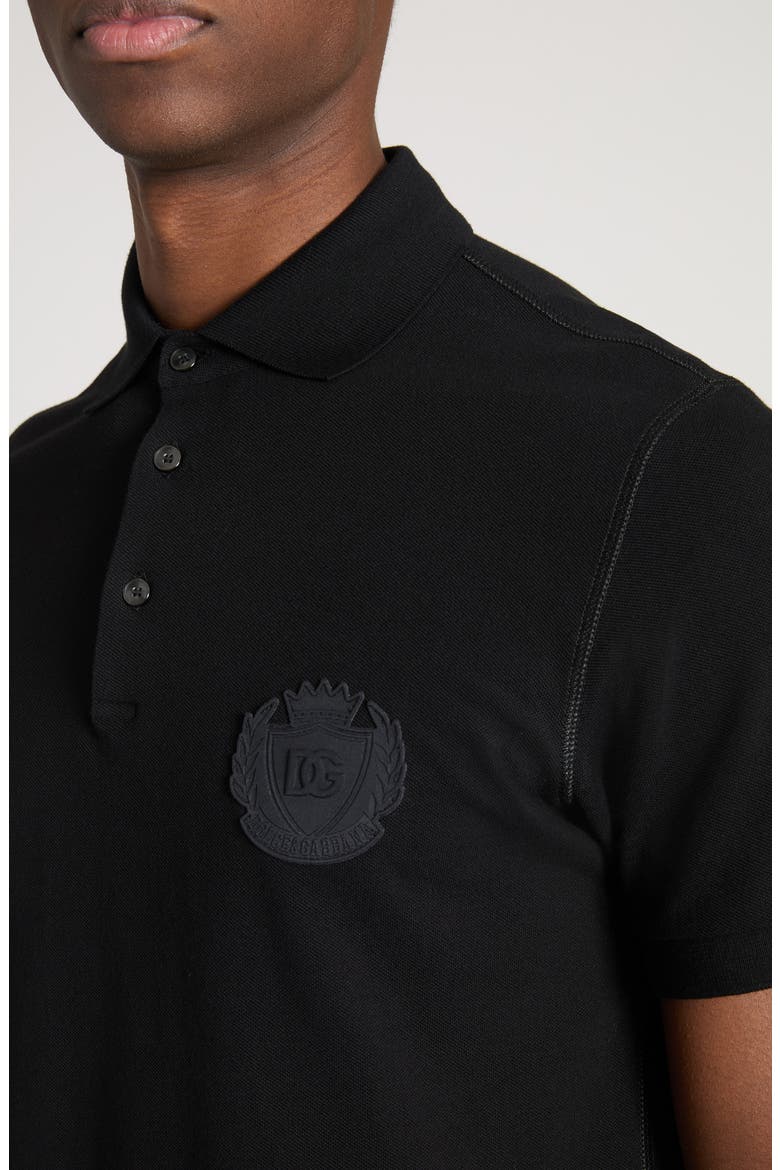 Logo Crest Cotton Piqué Knit Polo, Alternate, color, N0000 NERO