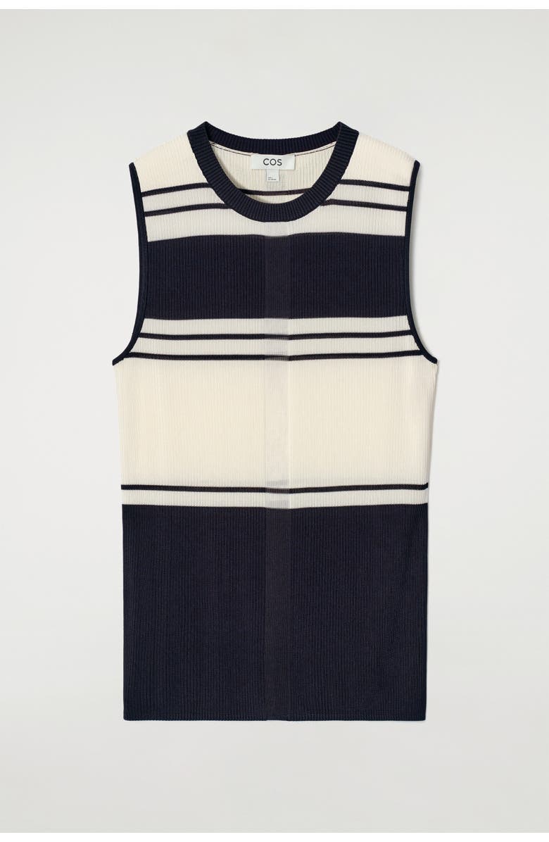 COS Ribbed-Knit Tank Top, Alternate, color, Navy / Ivory / Striped
