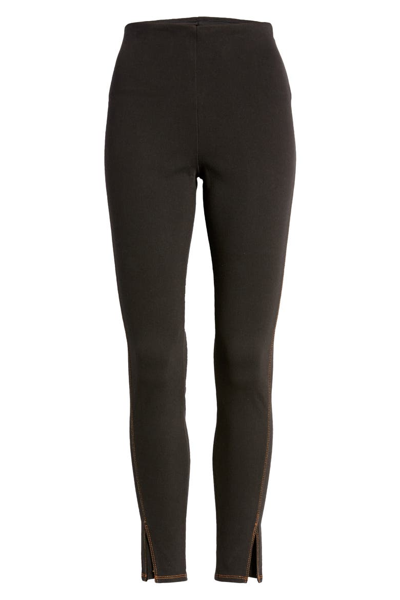 Lyssé Kara Split Hem Denim Leggings, Alternate, color, BLACK