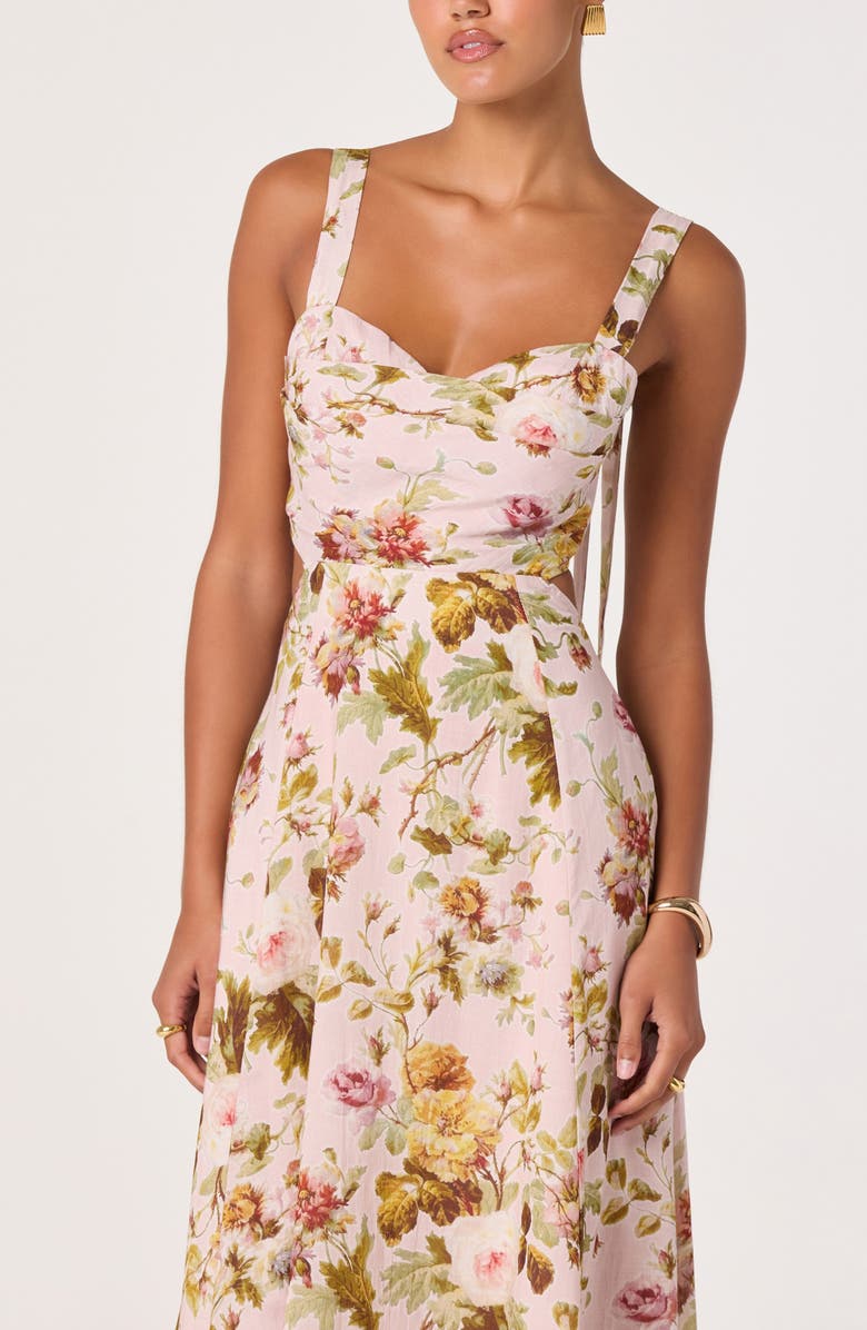 ASTR the Label Ciana Floral Tie Strap Dress, Alternate, color, Pink Green Bloom