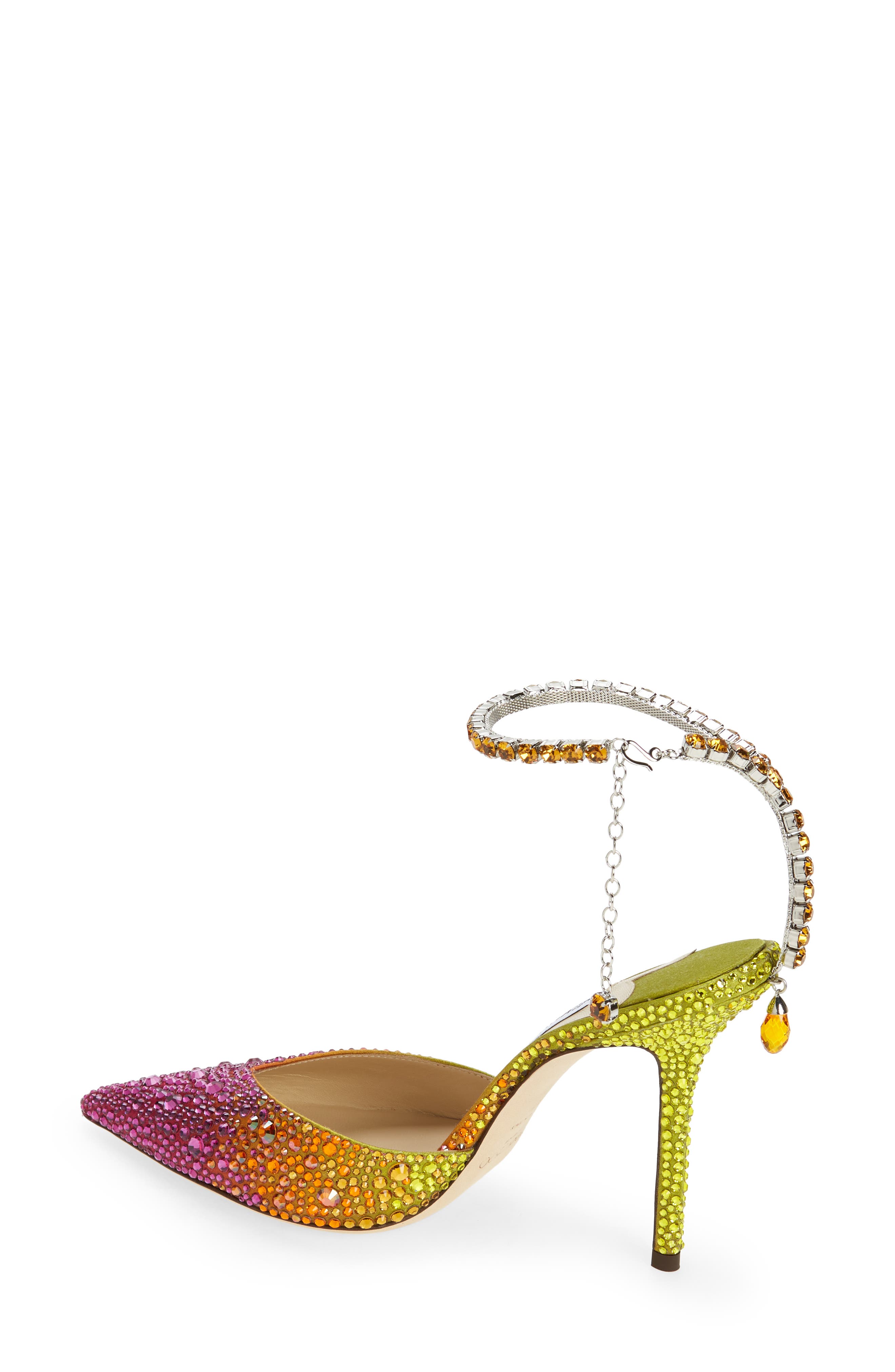 Jimmy Choo Saeda Crystal Ankle Strap Pointed Toe Pump, Alternate, color, 