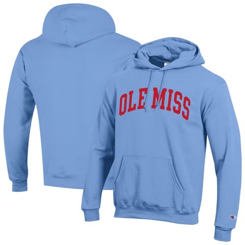 Men's Champion  Powder Blue Ole Miss Rebels Basic Arch Fleece Pullover Hoodie