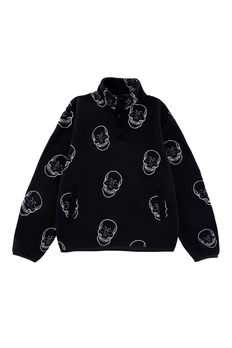 Kids' Embroidered Polar Fleece Pullover, Main, color, SKULLS