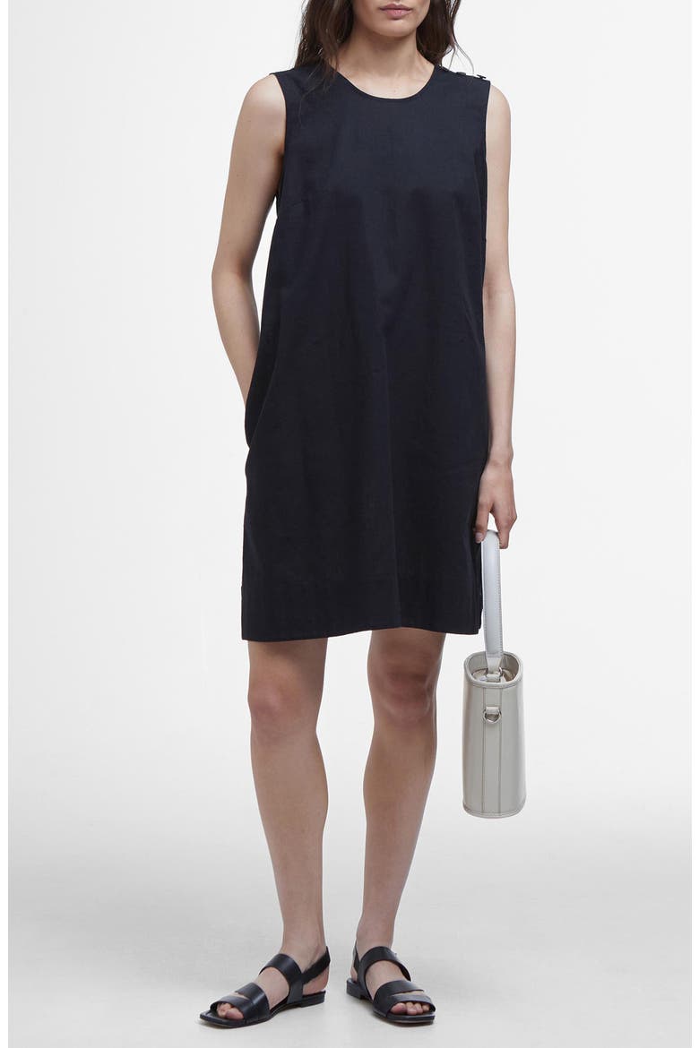 Lucy Sleeveless Cotton & Linen Minidress, Main, color, BLACK