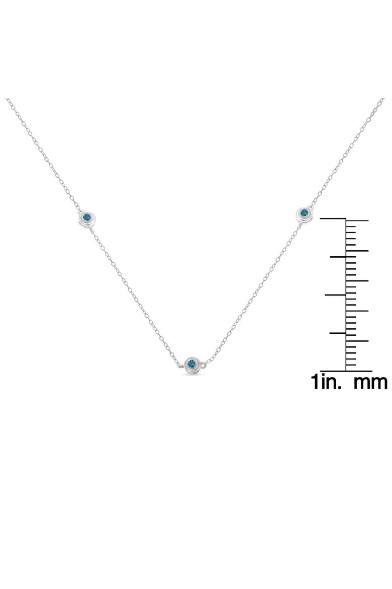 Silver Treated Blue Color Diamond Station Necklace, Alternate, color, White