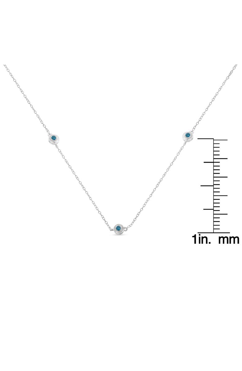 Haus of Brilliance Silver Treated Blue Color Diamond Station Necklace, Alternate, color, White