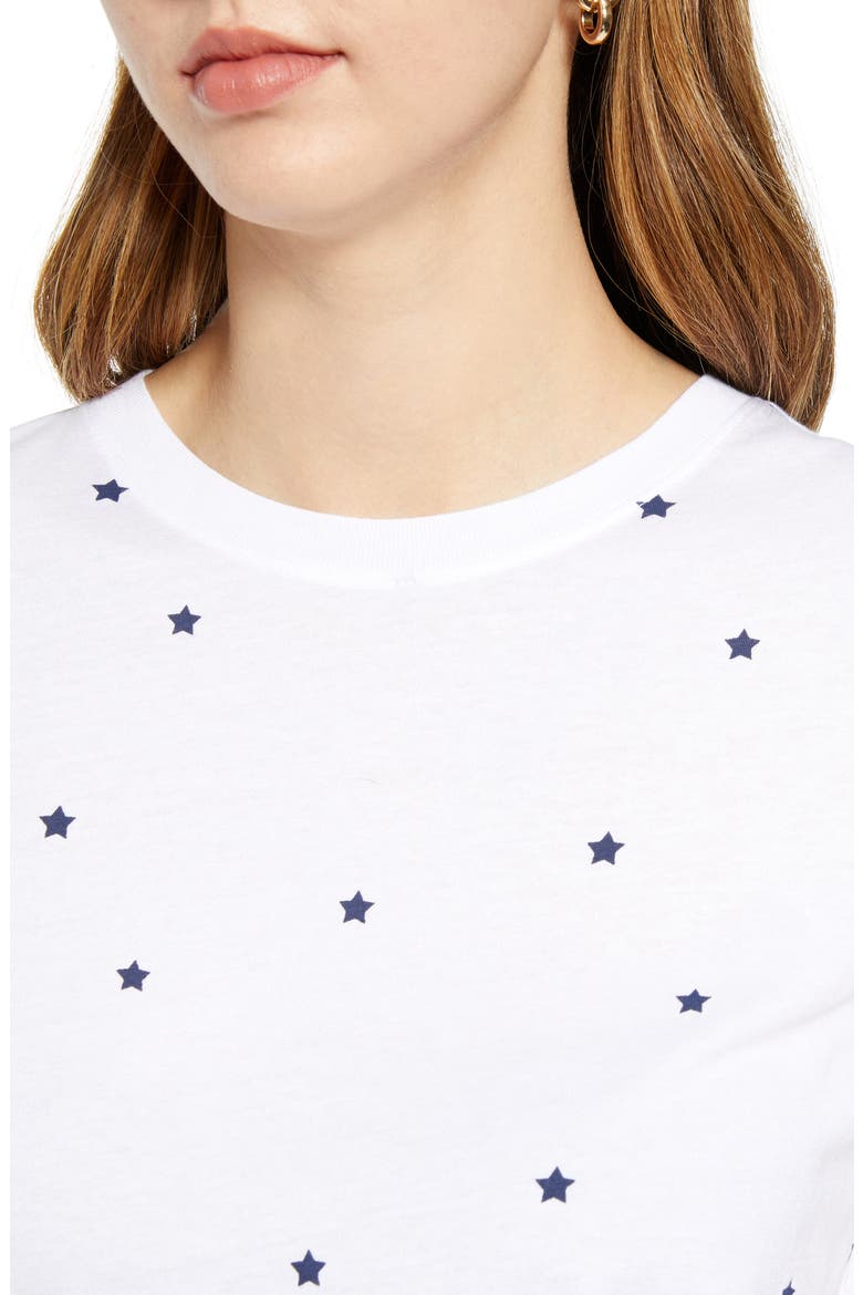 Stars Cotton Blend Tee, Alternate, color, WHITE- NAVY STAR
