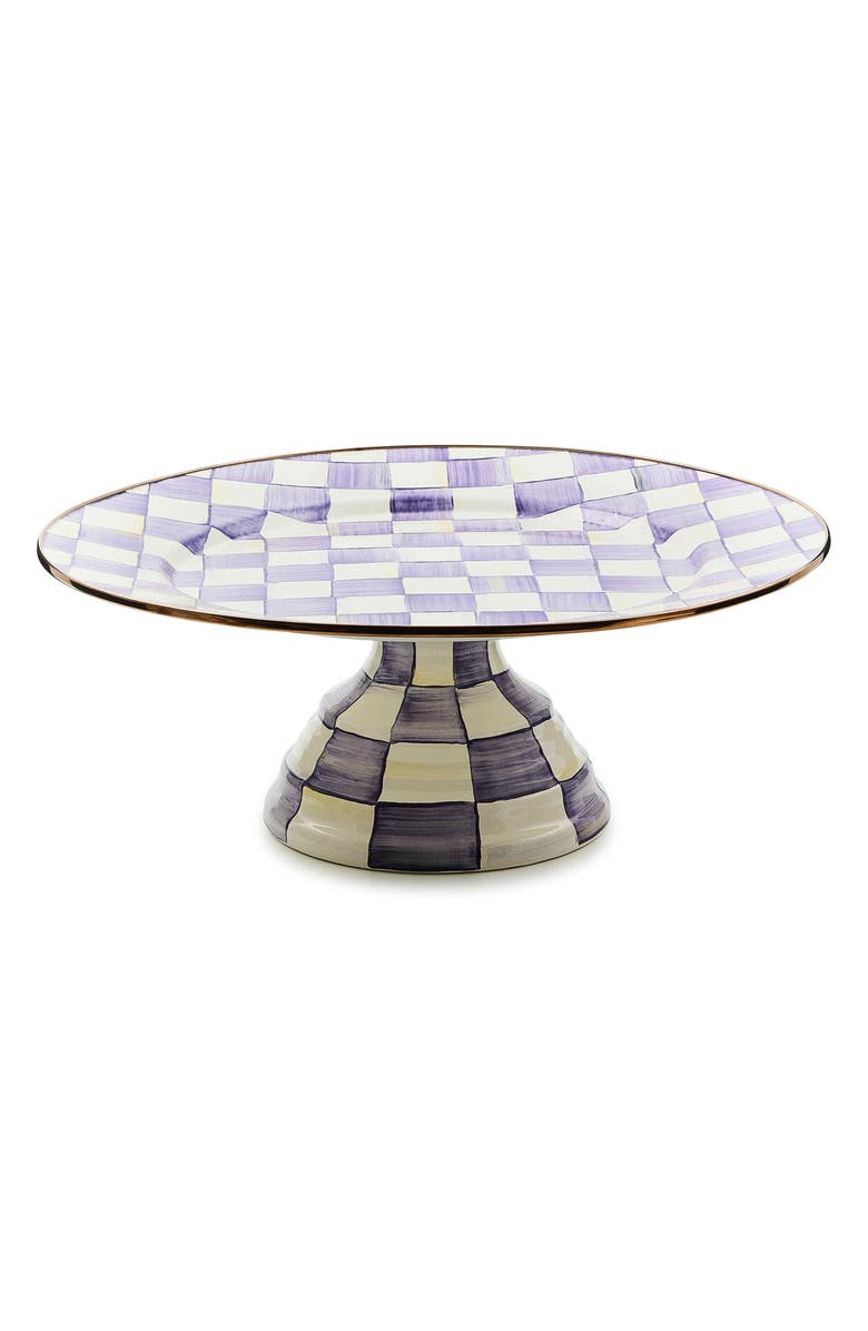 MACKENZIE CHILDS Violet Check Large Pedestal Platter, Main, color, Violet