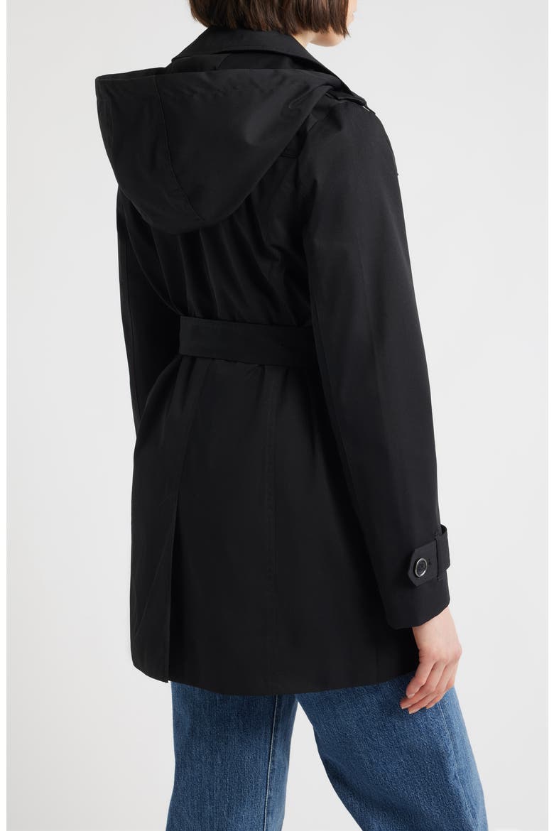 Water Resistant Short Trench Coat, Alternate, color, BLACK