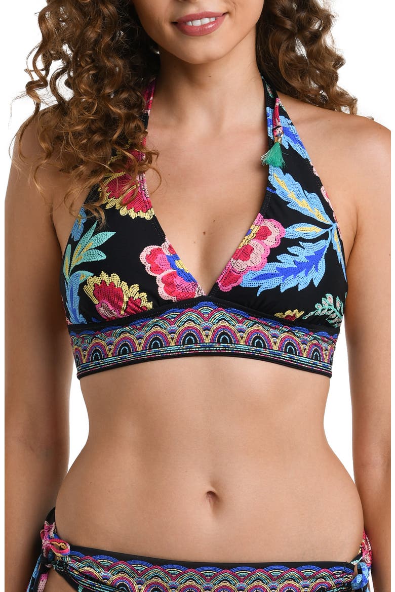 Midnight Banded Bikini Top, Main, color, BLACK