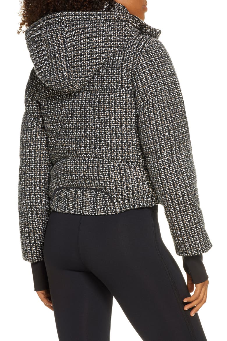 Crop Bouclé Puffer Jacket, Alternate, color, BLACK/ WHITE