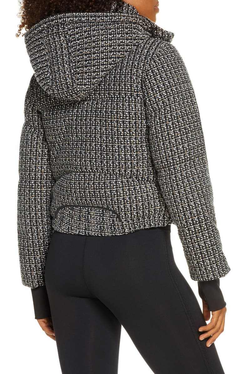 Blanc Noir Crop Bouclé Puffer Jacket, Alternate, color, 