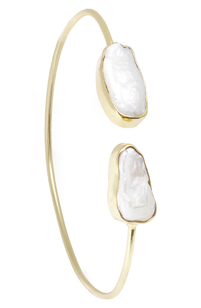 SAACHI Dual Pearl Cuff Bracelet, Main, color, Gold