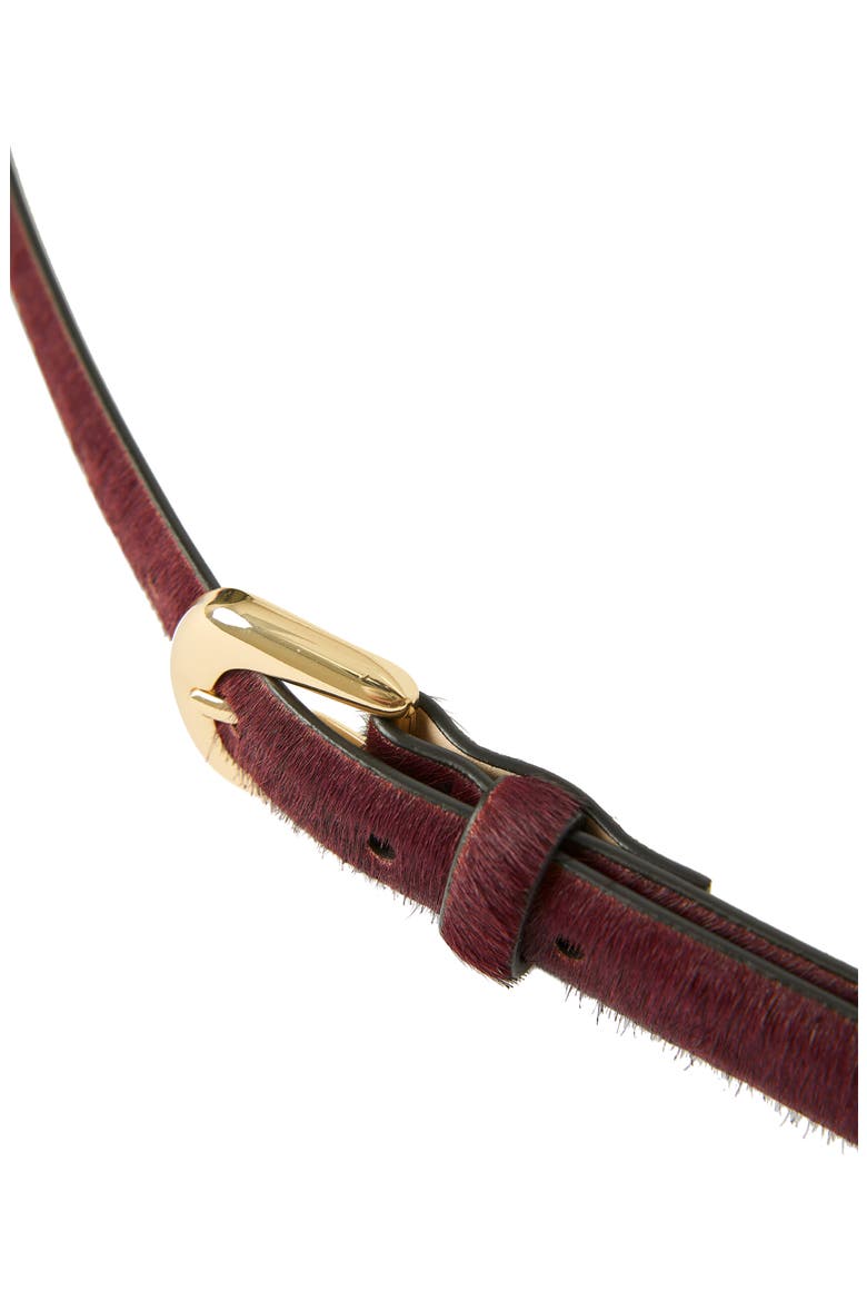 Kennedy Mini Genuine Calf Hair Belt, Alternate, color, BURGUNDY GOLD