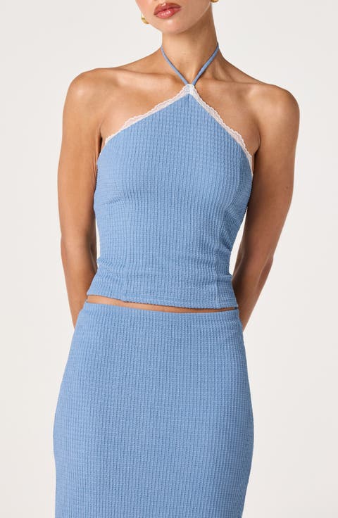 Milana Lace Detail Rib Halter Top