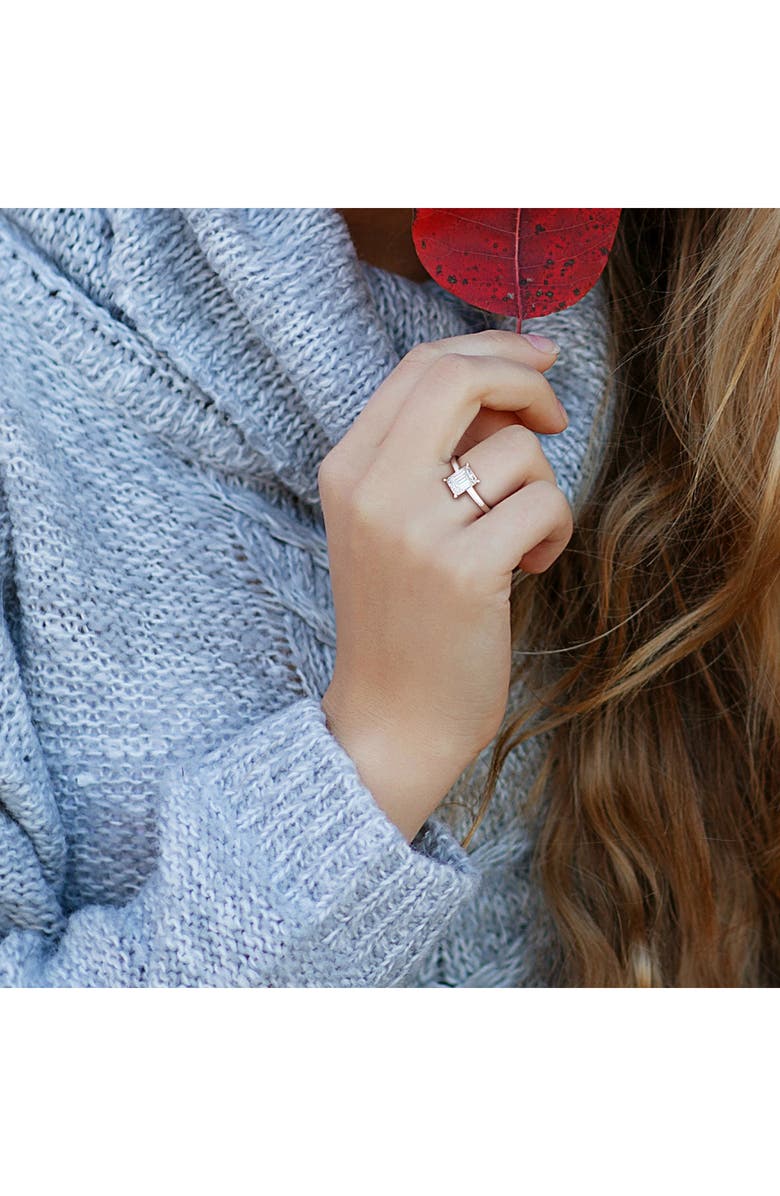 DELMAR Sterling Silver Octagon-Cut Moissanite Ring, Alternate, color, Silver/ White