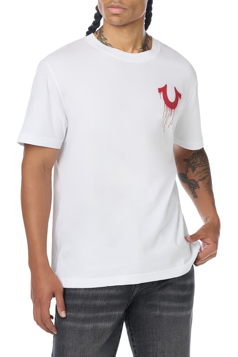 Drippy Horseshoe Graphic Tee, Main, color, OPTIC WHITE