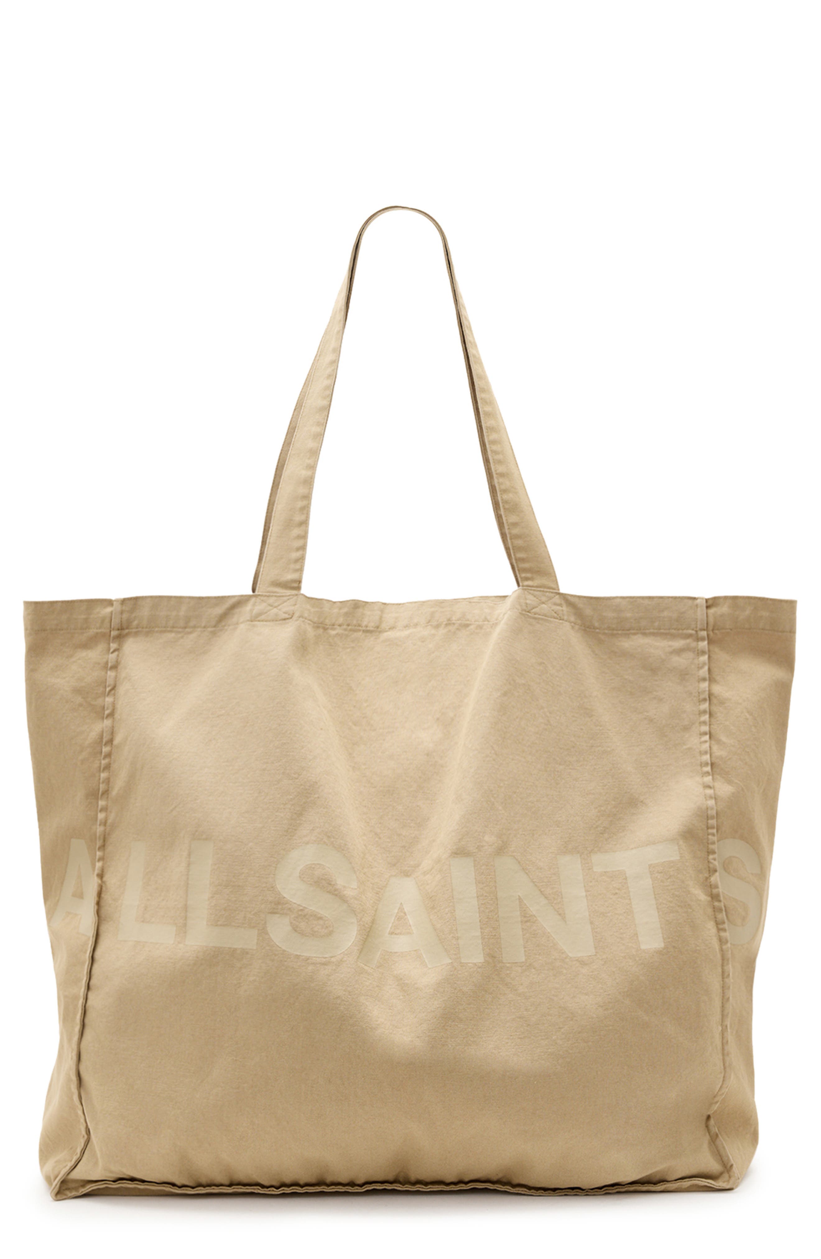 AllSaints Large Biggy Cotton Tote, Main, color, Light Khaki