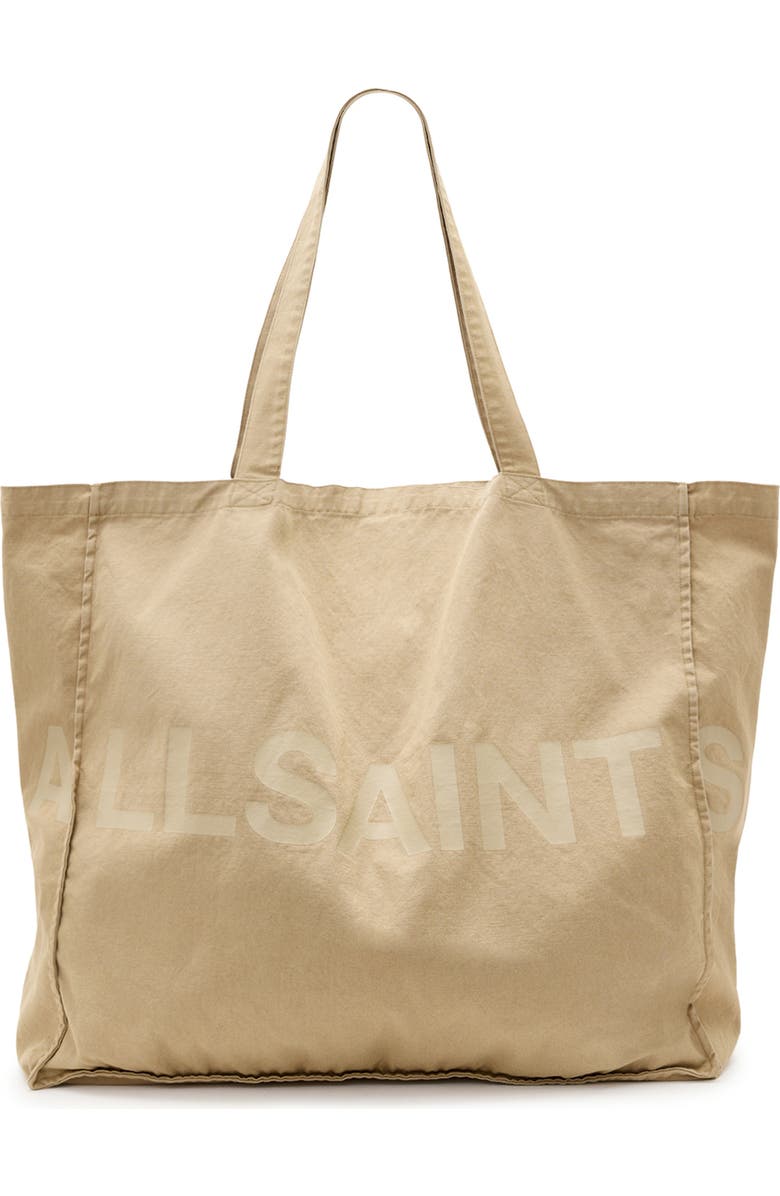AllSaints Large Biggy Cotton Tote, Main, color, Light Khaki