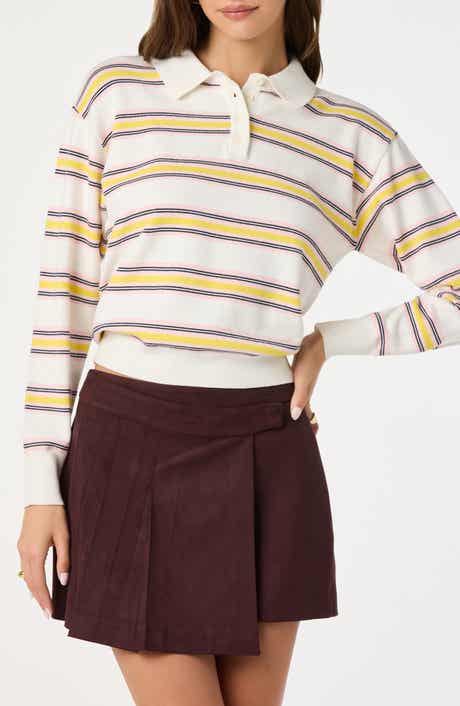 Stripe Long Sleeve Cotton Polo