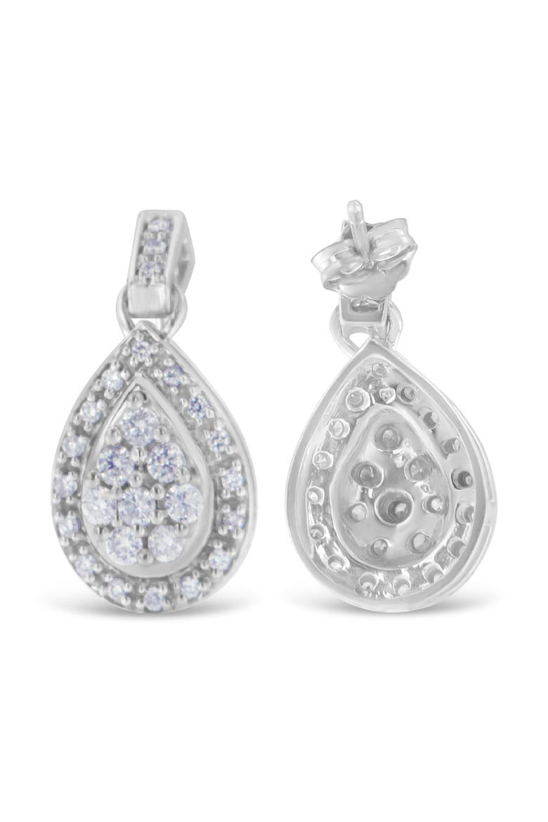 10k White Gold Round Diamond Earrings, Alternate, color, White