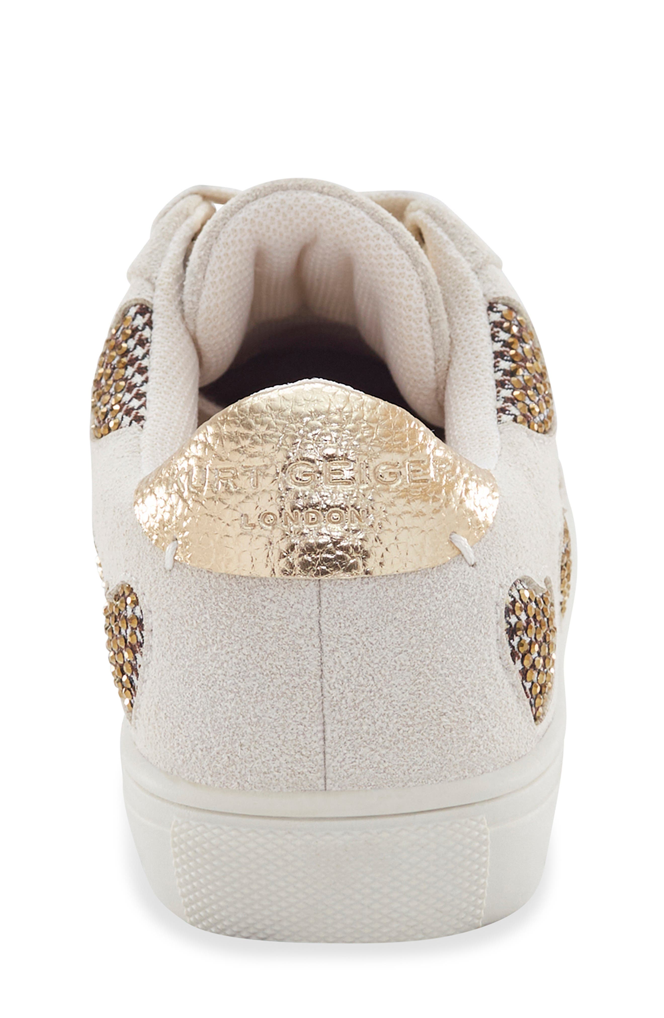 Kurt Geiger London Kids' Mini Lane Love Crystal Heart Sneaker, Alternate, color, Bone/ Gold